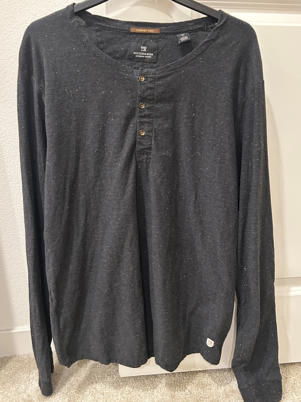 Scotch & Soda Black Speckled Long-Sleeve Henley